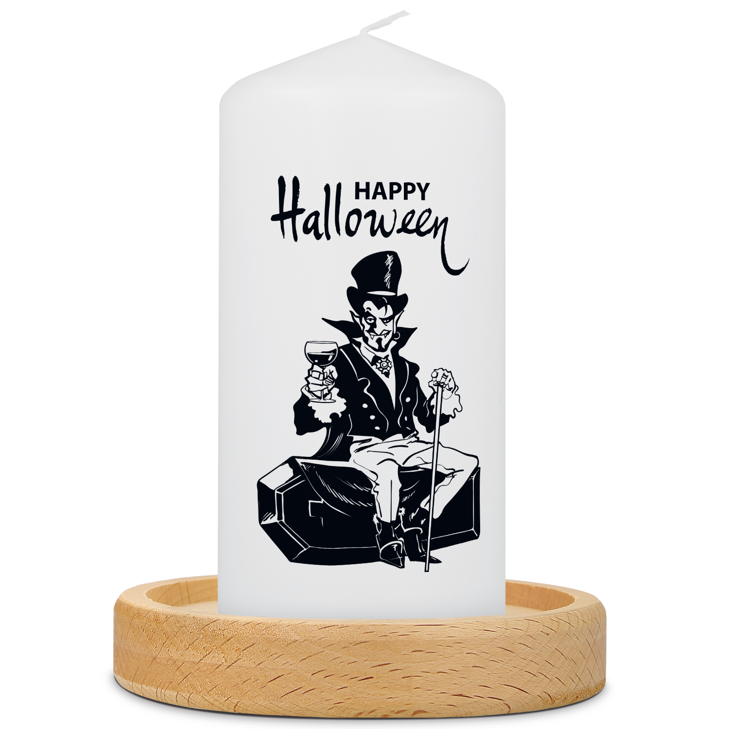 Personalisierte Halloween-Kerze mit Vampir-Motiv und Name