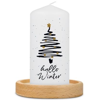 Weihnachtskerze „Hallo Winter“ – klein oder groß