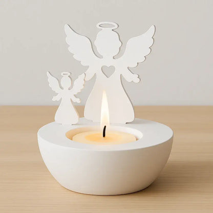 Weihnachtliches Teelichthalter-Set mit Engel, Schneemann & Tannenbaum - by SteinKunstWerk | Deko aus nachhaltiger Herstellung