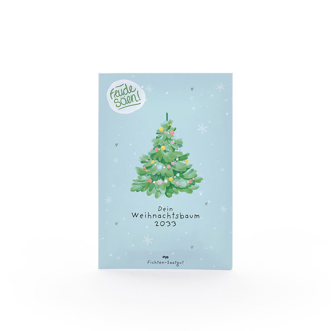 Fichten-Saatgut Weihnachtsbaum 2033 in der Produktverpackung freigestellt
