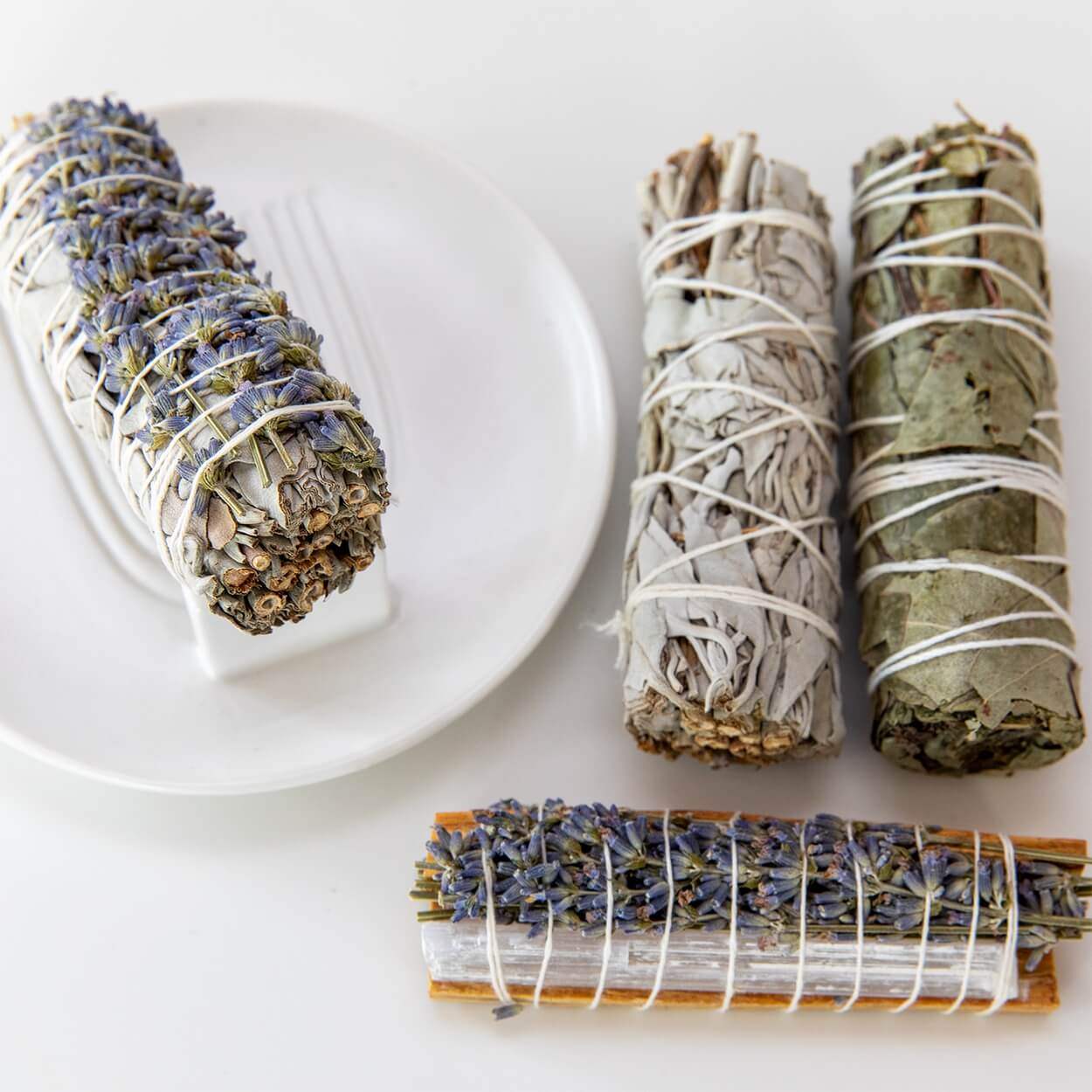 Weißer Salbei räuchern | Räucherbündel Starter Set | mit Räucherschale - by SteinKunstWerk | aus nachhaltiger Herstellung