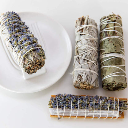 Weißer Salbei räuchern | Räucherbündel Starter Set | mit Räucherschale - by SteinKunstWerk | aus nachhaltiger Herstellung