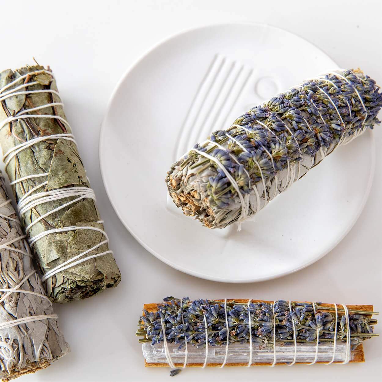 Weißer Salbei räuchern | Räucherbündel Starter Set | mit Räucherschale - by SteinKunstWerk | aus nachhaltiger Herstellung