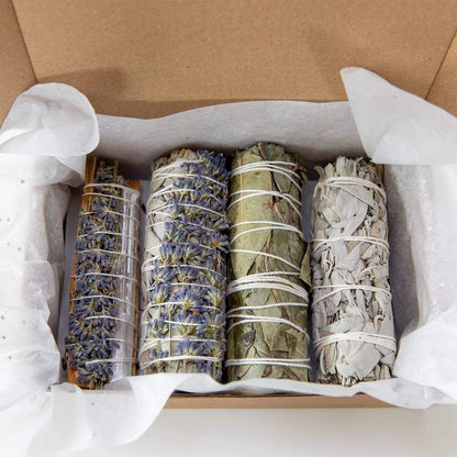 Weißer Salbei räuchern | Räucherbündel Starter Set | mit Räucherschale - by SteinKunstWerk | aus nachhaltiger Herstellung