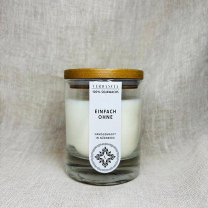 Soy Scented Candle "Simply Without" - unscented, 100% soy wax