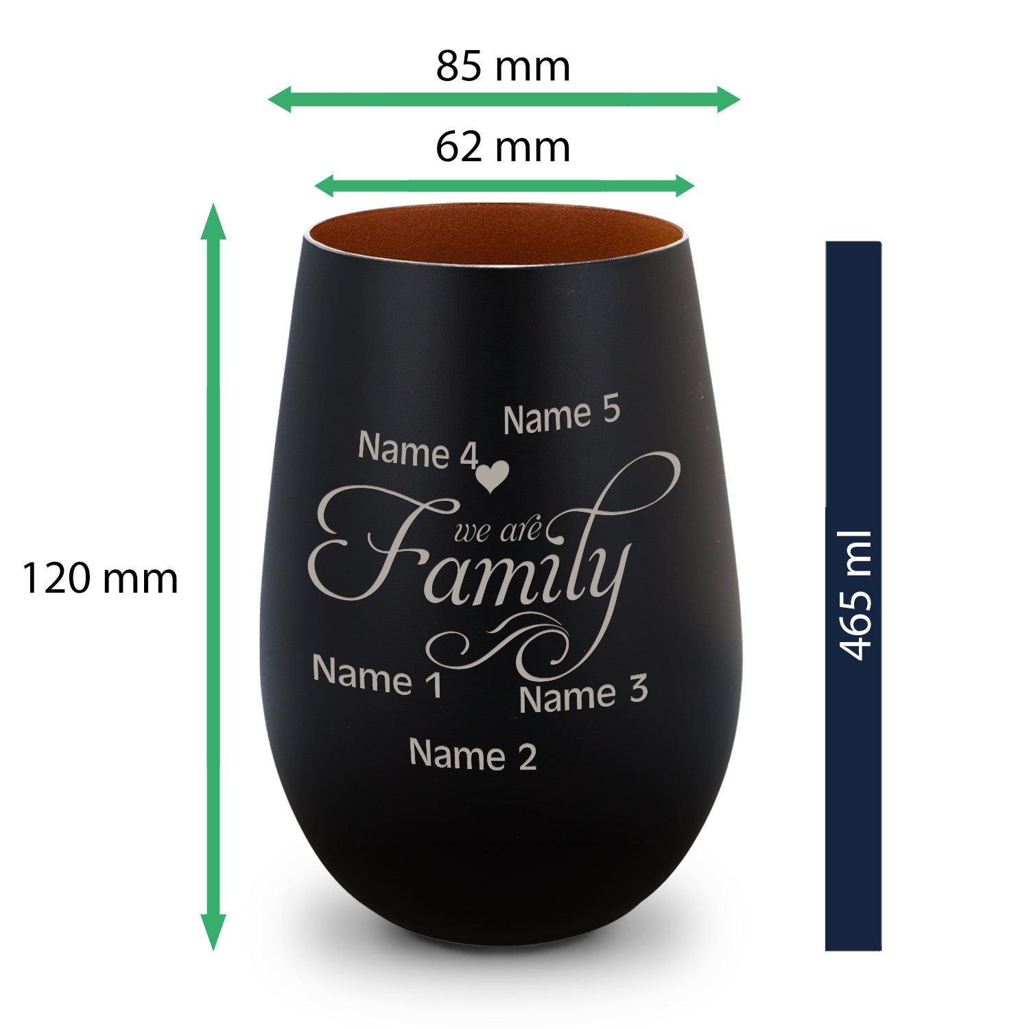Windlicht „We are Family“ – Seitenansicht