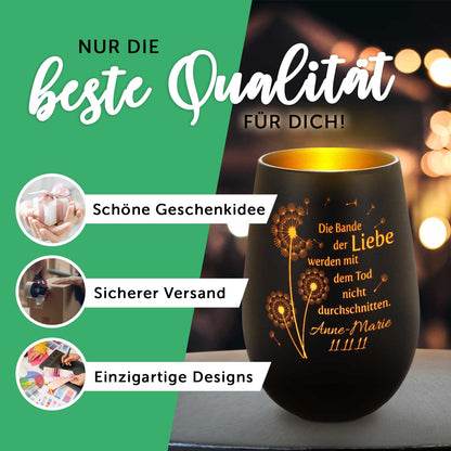Personalisiertes Gedenk-Windlicht „Im Stillen Gedenken“ – Name & Datum