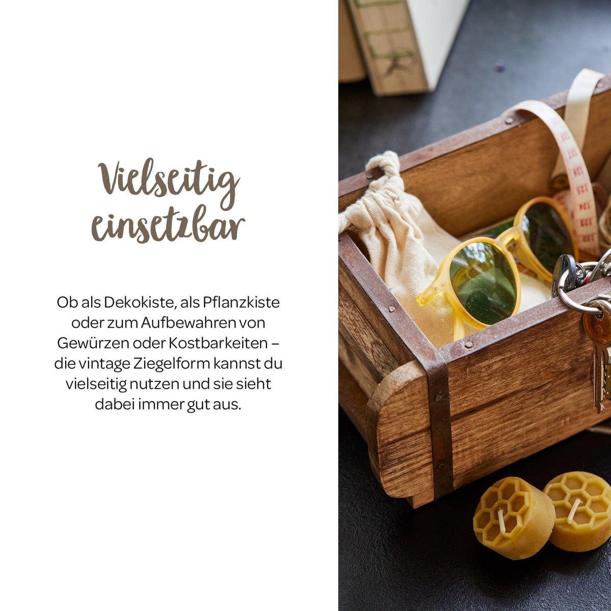 Dekorative Ziegelform aus Holz – Vintage-Organizer