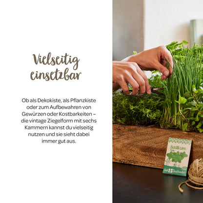 Ziegelform mit 6 Fächern – Vintage-Holzdeko & Organizer