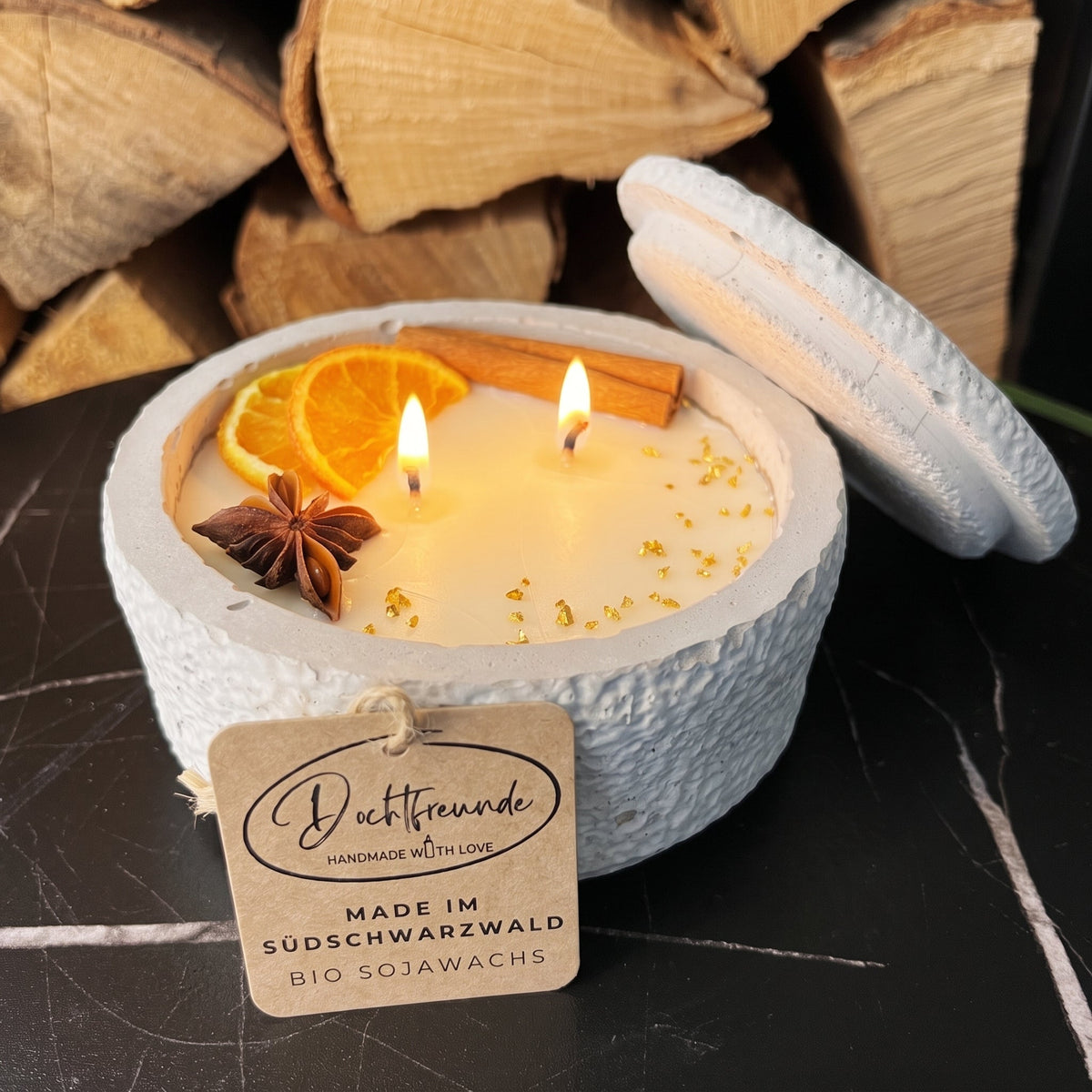 Bougie XL à la citronnelle « La Braise » – produit principal noir