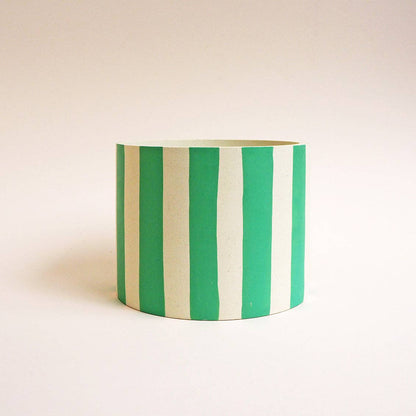Mint Stripes Jesmonite-Pflanzgefäß – handgegossen