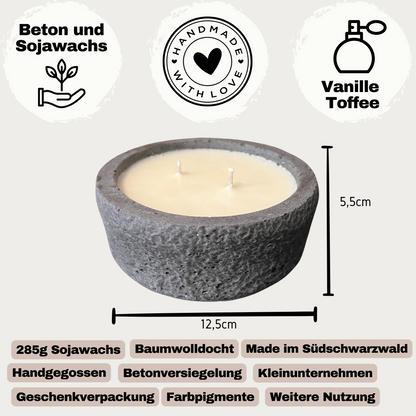 XL Citronella Kerze im Betongefäß „Die Stille“ – Schwarz | Outdoor