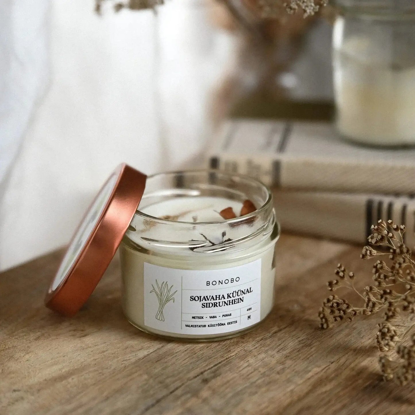 Bonobo Duftkerze Zitronengras (20h) – klein, handgemacht & natürlich - by SteinKunstWerk | Kerzen aus nachhaltiger Herstellung