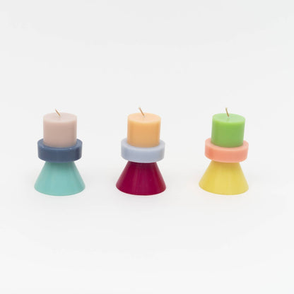 Stack Candle Mini – Limettengrün, Koralle & Gelb