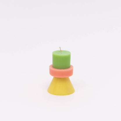 Stack Candle Mini in Limettengrün Koralle und Gelb