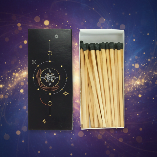 Ritual-Langhölzer – Kosmische Harmonie, schwarze Design-Streichhölzer - by SteinKunstWerk | Streichhölzer aus nachhaltiger Herstellung