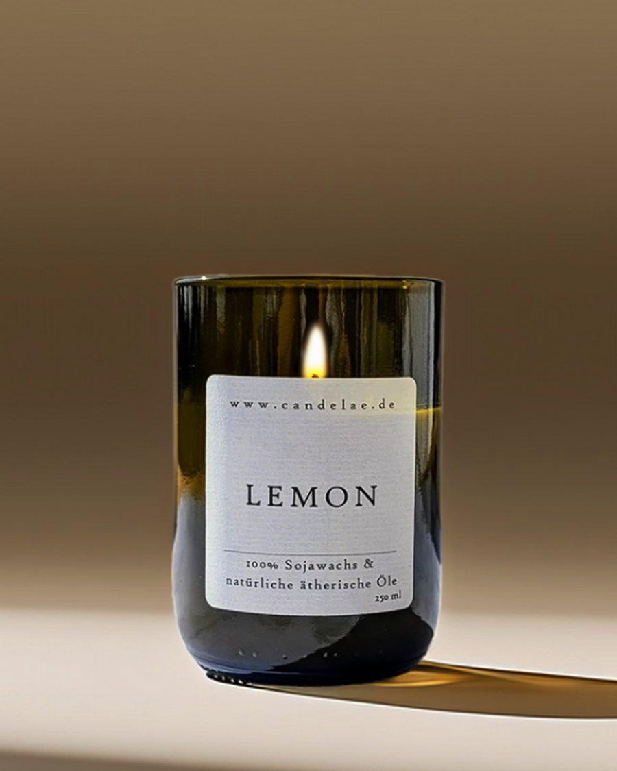 Lemon Duftkerze aus Sojawachs mit frischem Zitronenduft