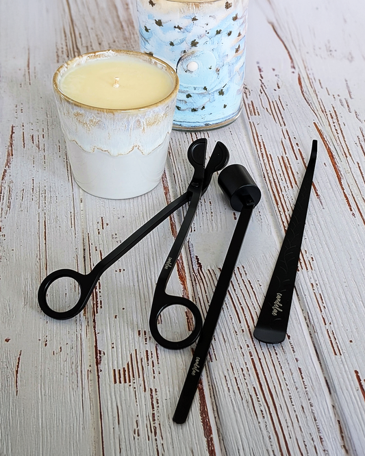 Black candle care set – wick snips, candle snuffer &amp; wick lifter for perfect burning results