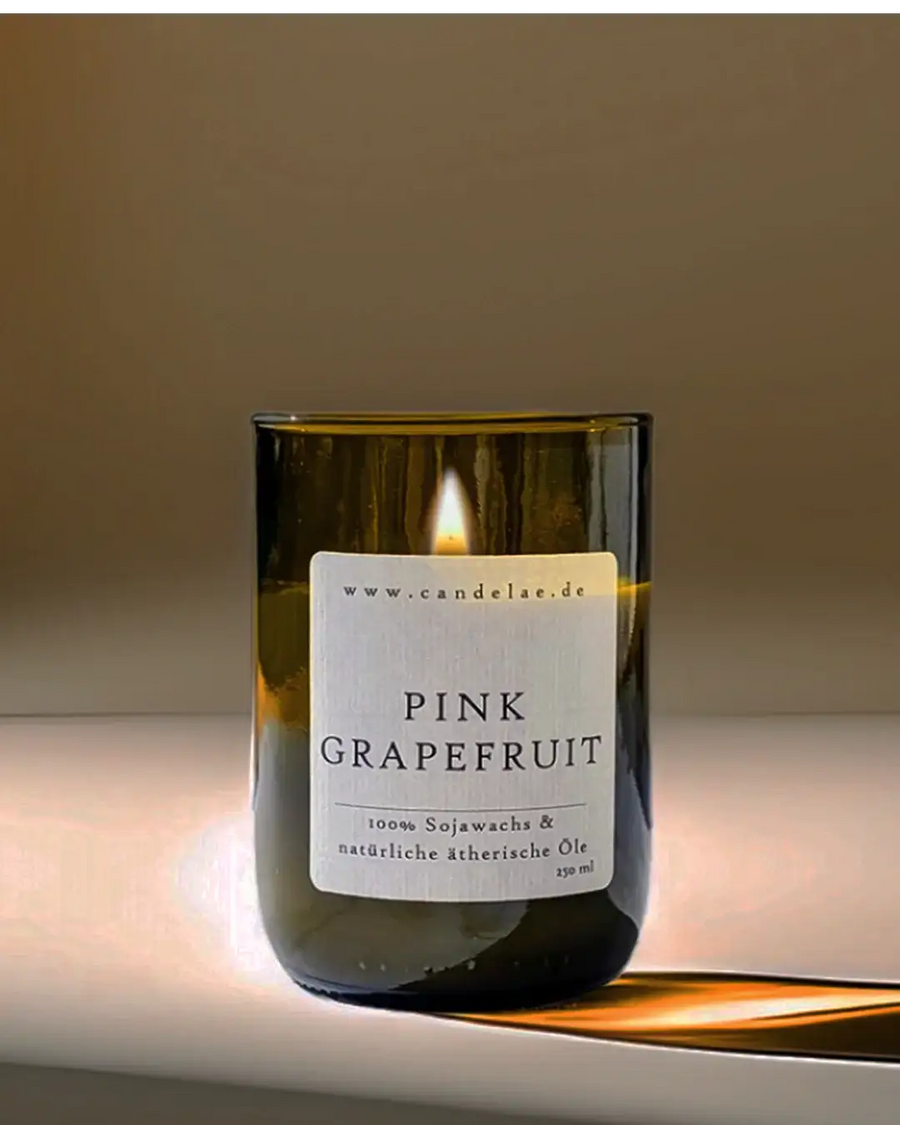 Pink Grapefruit Duftkerze – Frische Energie & natürliche Leichtigkeit - by SteinKunstWerk | Duftkerze im Glas aus nachhaltiger Herstellung