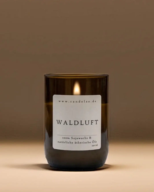 Waldluft Duftkerze – Natürlichkeit, die du atmen kannst - by SteinKunstWerk | Kerze aus alter Weinflasche aus nachhaltiger Herstellung