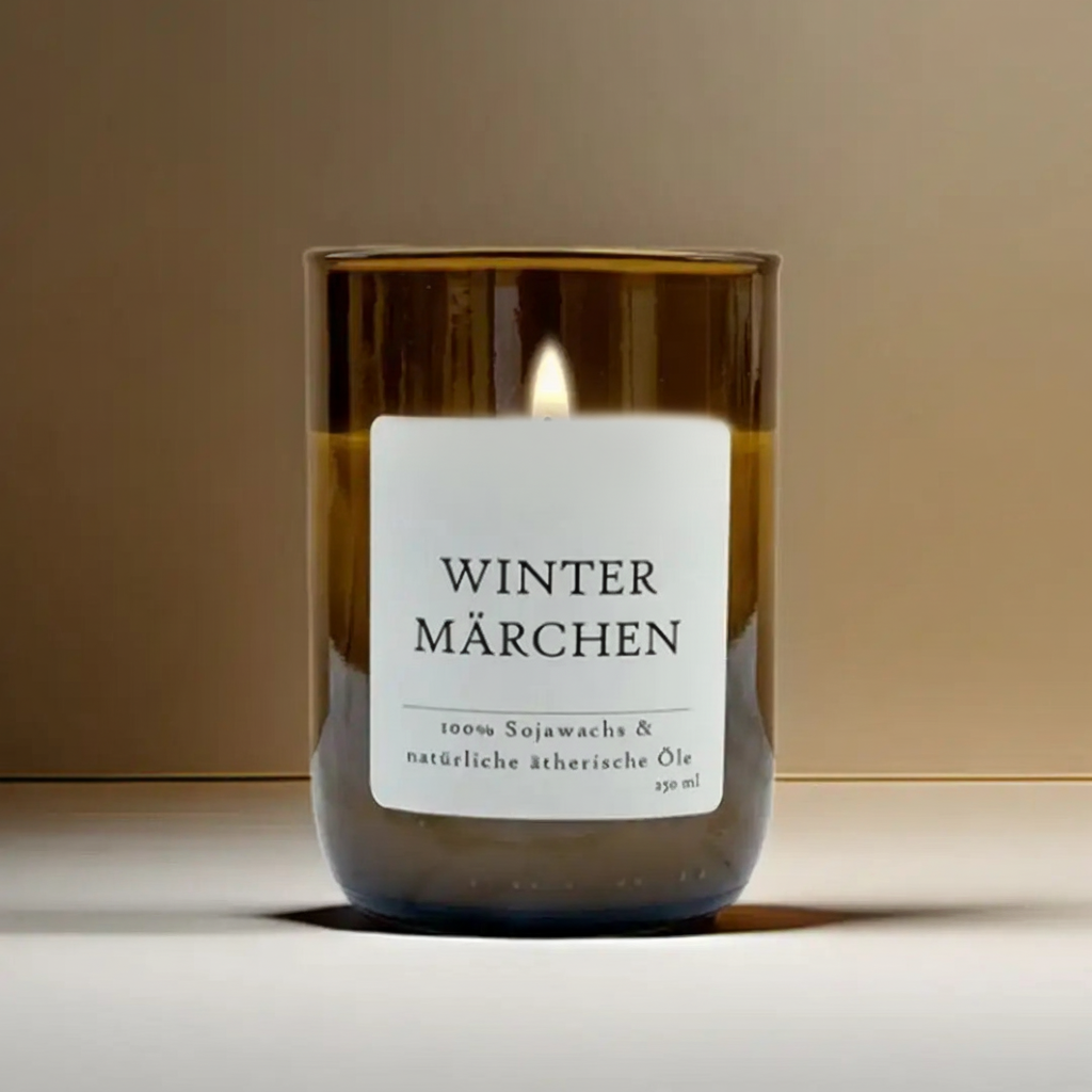 Wintermärchen – natürliche Duftkerze im upgecycelten Glas - by SteinKunstWerk | Duftkerze aus nachhaltiger Herstellung