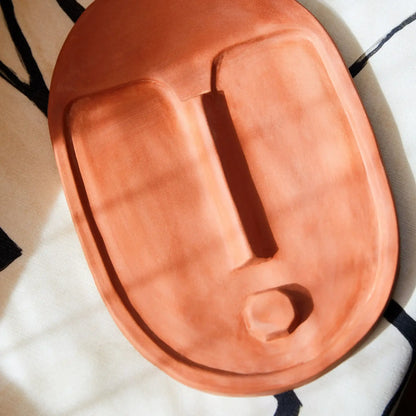 Keramik-Wandmaske – Terracotta-Orange, handgemacht - by SteinKunstWerk | DS aus nachhaltiger Herstellung