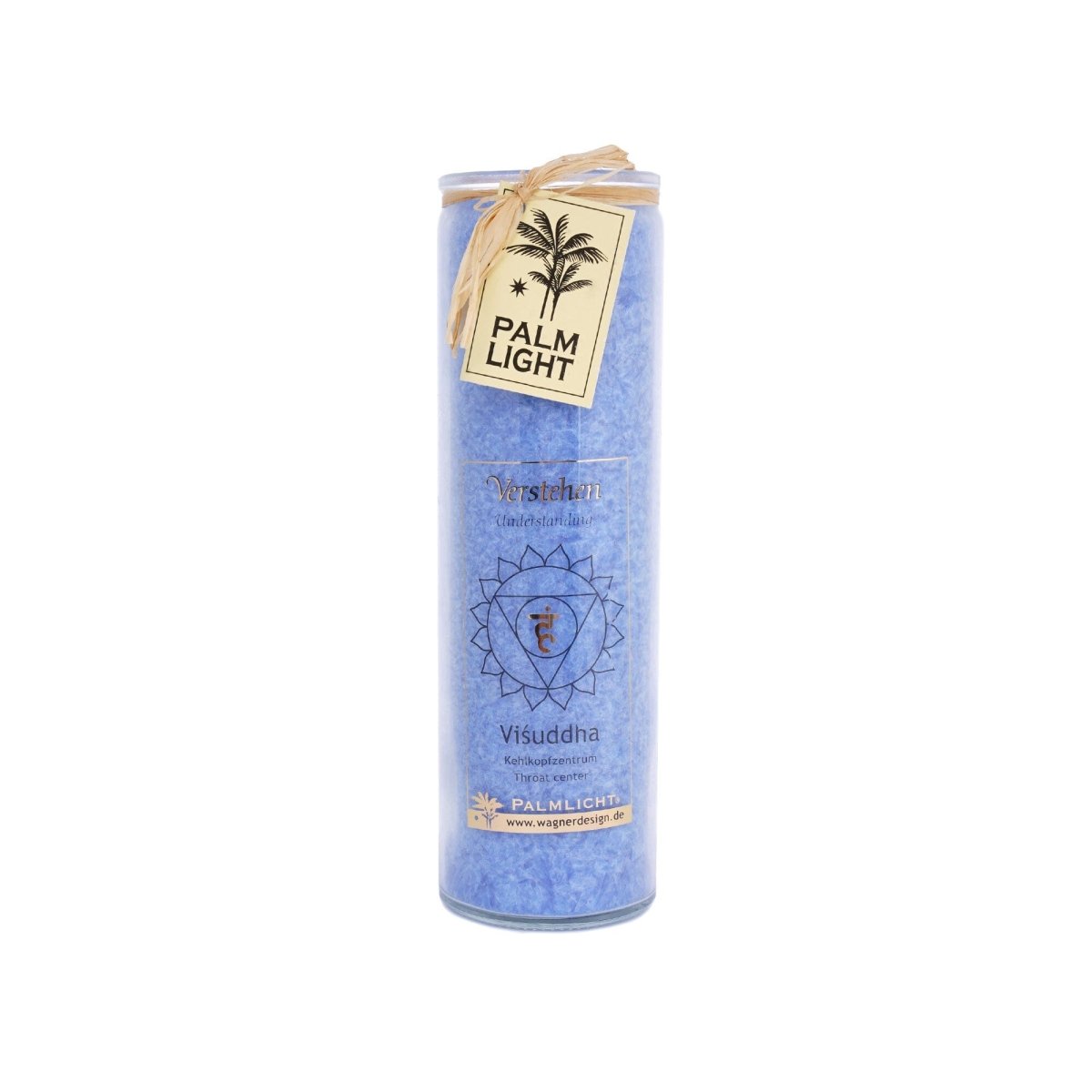 Coloured chakra candle in a tall pillar format