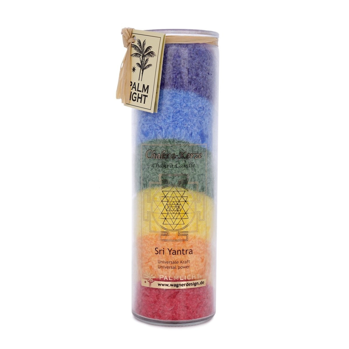 Coloured chakra ritual light as a pillar candle