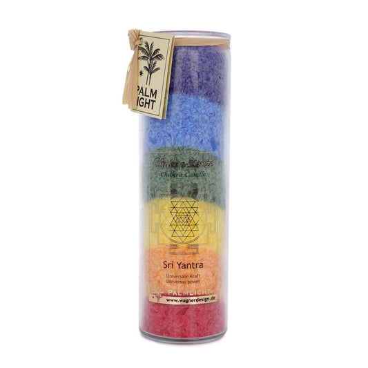 Coloured chakra ritual light as a pillar candle