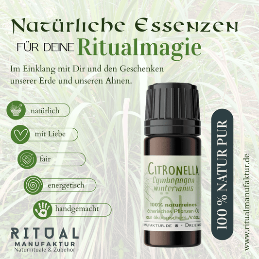 Citronella-Öl in der Flasche für sommerliche Raumbeduftung