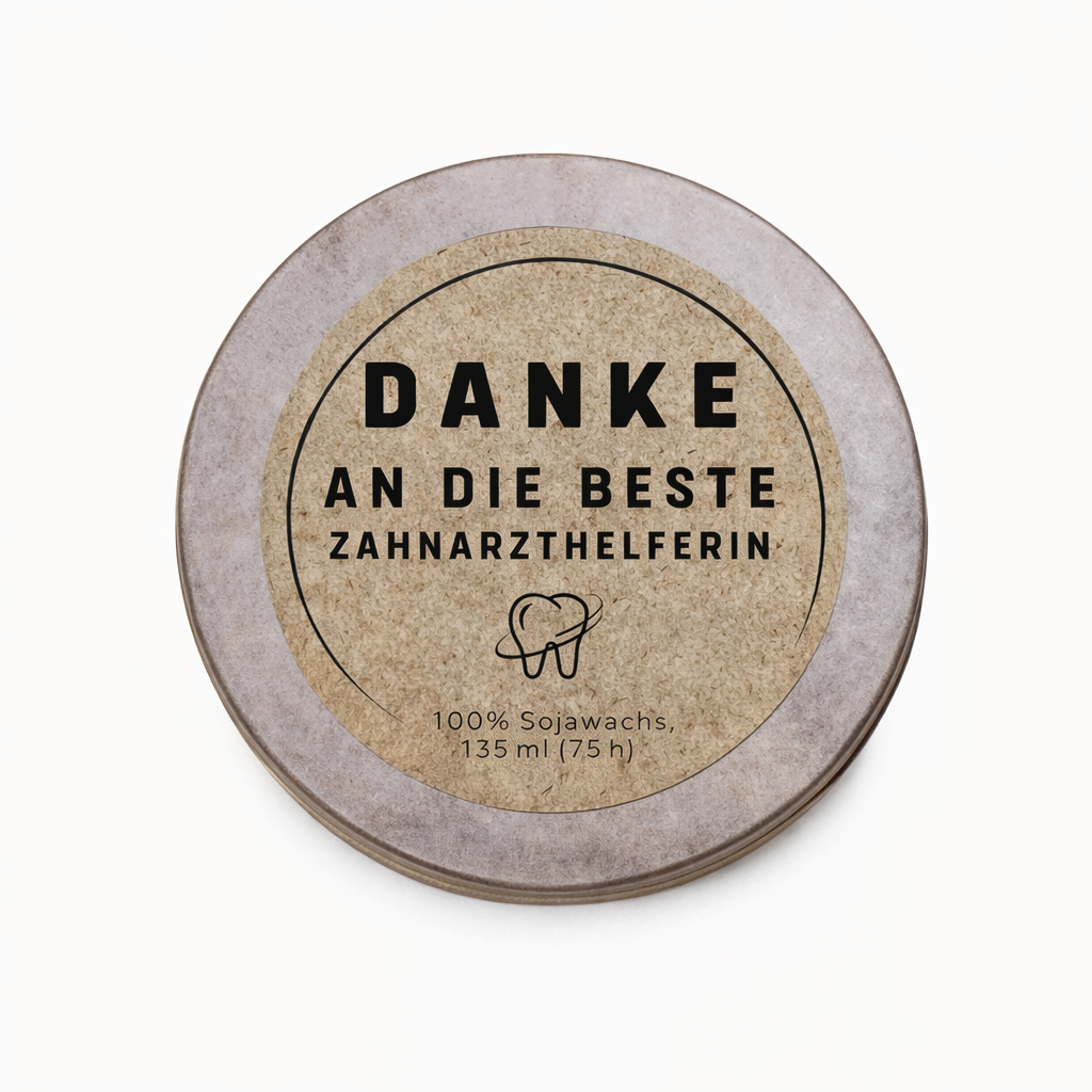 Geschenk Zahnarzthelferin – Personalisierte Duftkerze „Danke Beste Zahnarzthelferin“