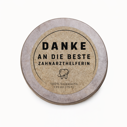 Geschenk Zahnarzthelferin – Personalisierte Duftkerze „Danke Beste Zahnarzthelferin“