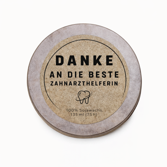 Geschenk Zahnarzthelferin – Personalisierte Duftkerze „Danke Beste Zahnarzthelferin“