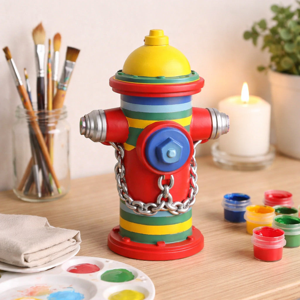 Deko Hydrant Figur handgefertigt – minimalistisches Designobjekt, DIY gestaltbar, in verschiedenen Farben und stilvoll inszeniert für moderne Wohnräume
