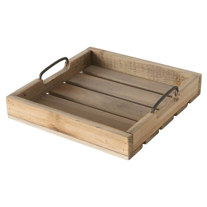 Dekotablett aus Holz – 2er-Set mit Metallgriffen