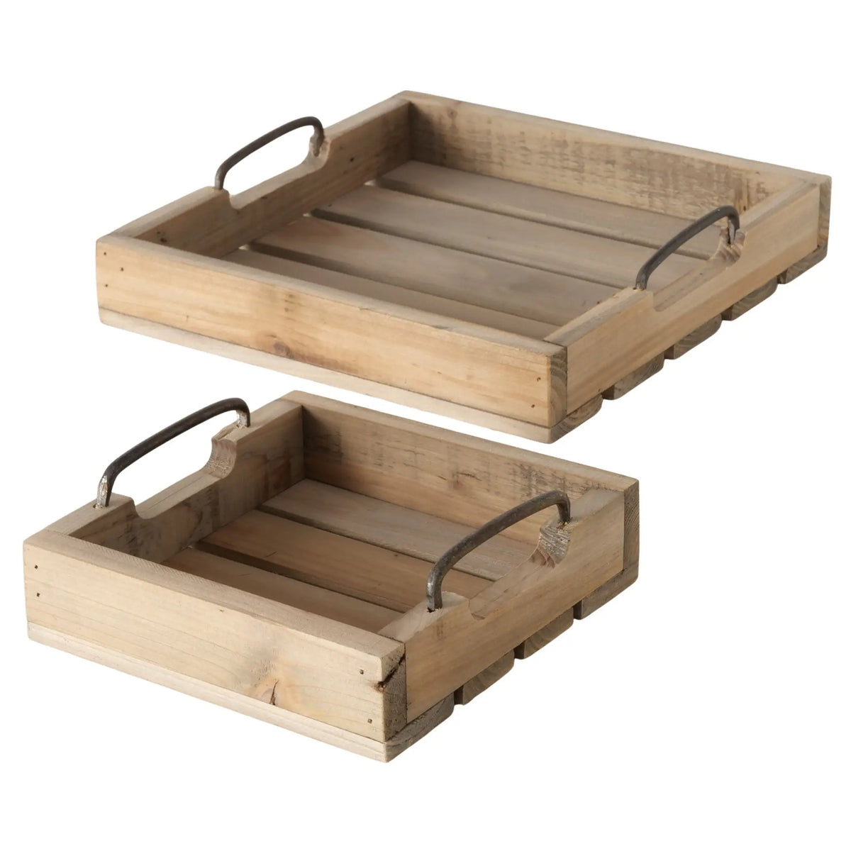 Dekotablett aus Holz – 2er-Set mit Metallgriffen