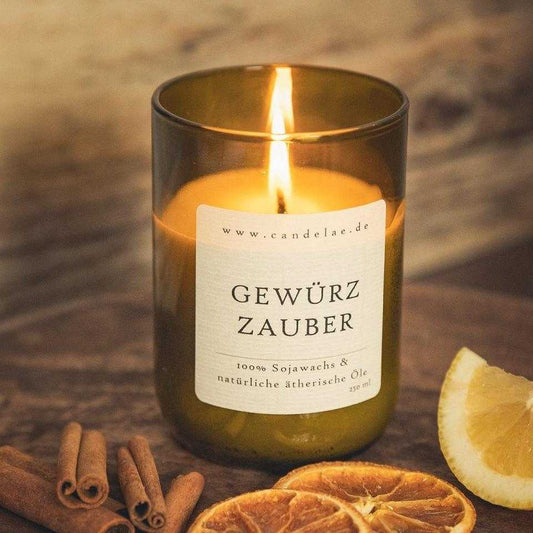 Handgefertigte Gewürzzauber Duftkerze mit Orange, Zimt und Nelke