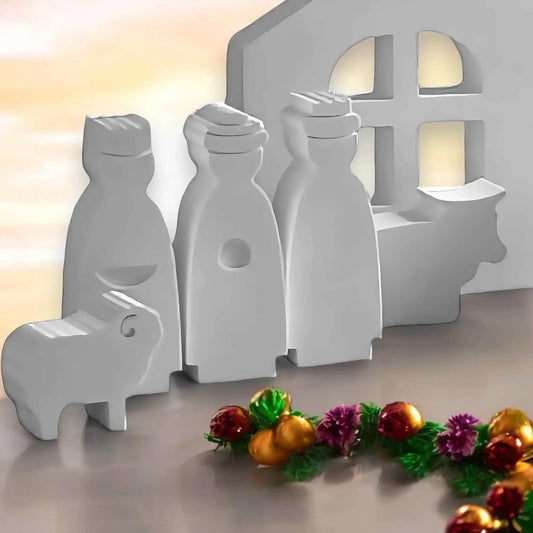 Mini Weihnachtskrippe in Weiß – Kreatives DIY-Set für moderne Weihnachtsdeko - by SteinKunstWerk | Deko aus nachhaltiger Herstellung