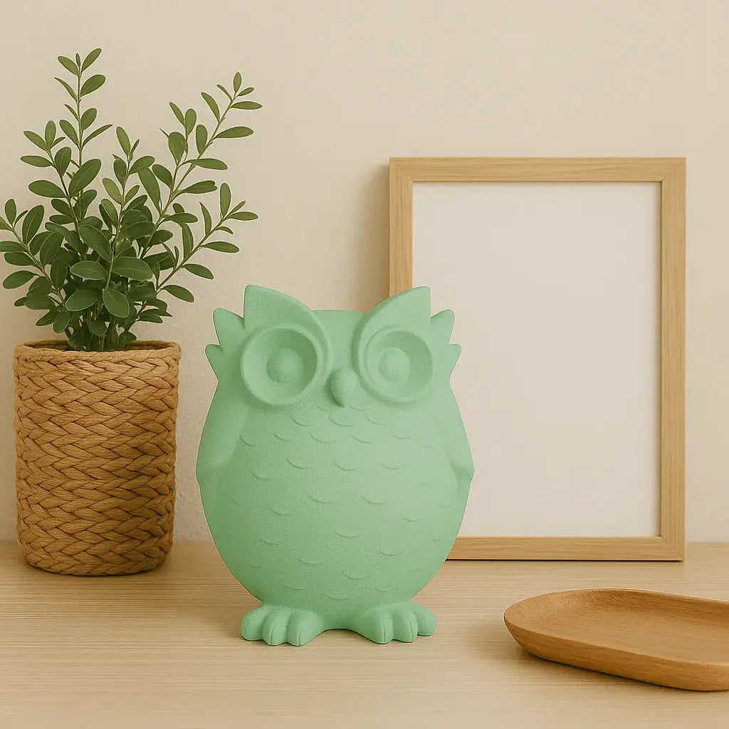 Eulenfigur „Nichts Böses hören“ – Handgemachte Symbolfigur für Harmonie - by SteinKunstWerk | Deko aus nachhaltiger Herstellung