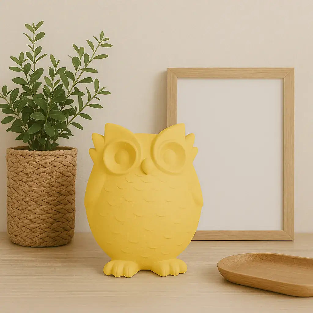 Eulenfigur „Nichts Böses hören“ – Handgemachte Symbolfigur für Harmonie - by SteinKunstWerk | Deko aus nachhaltiger Herstellung
