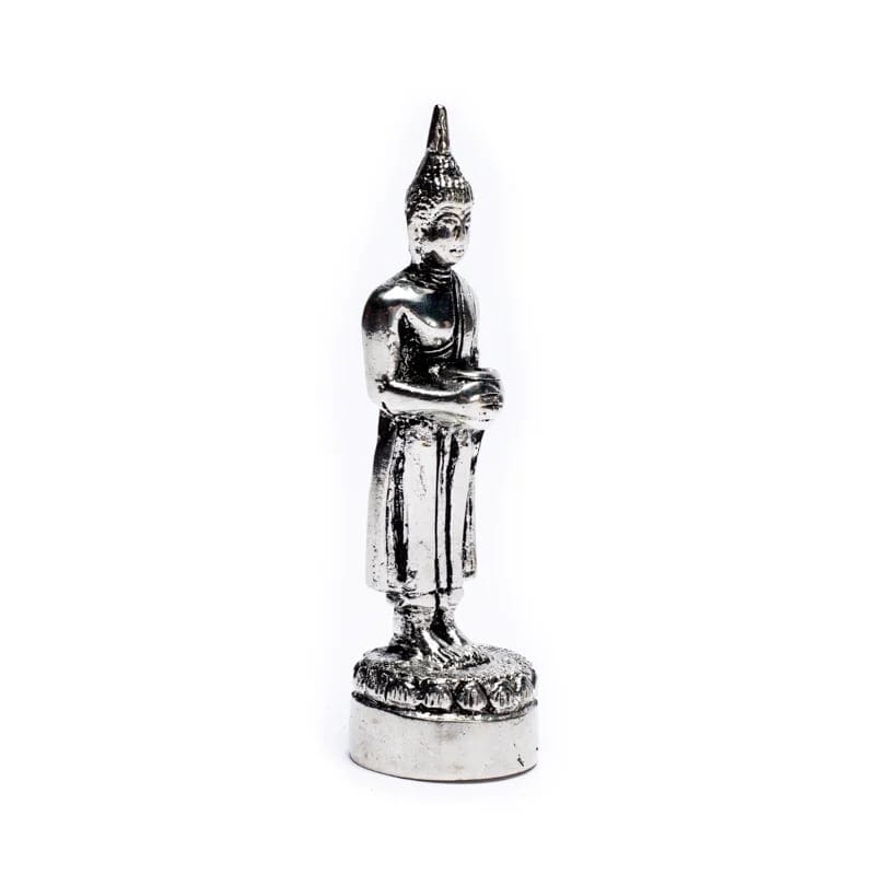 Detailansicht einer Buddha-Figur aus Messing