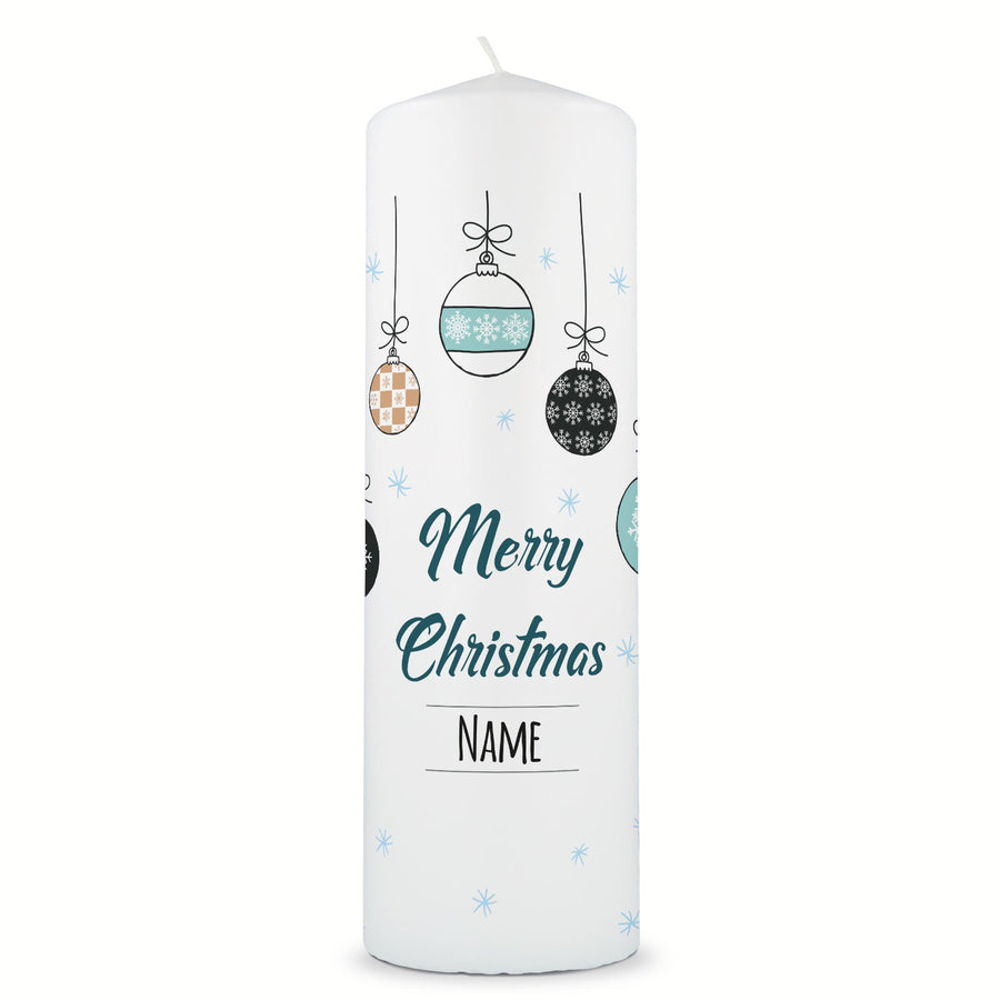 Personalisierte Weihnachtskerze Weihnachtskugel mit Name in Blau
