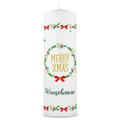 Personalisierte Weihnachtskerze Classic Merry XMas mit Name