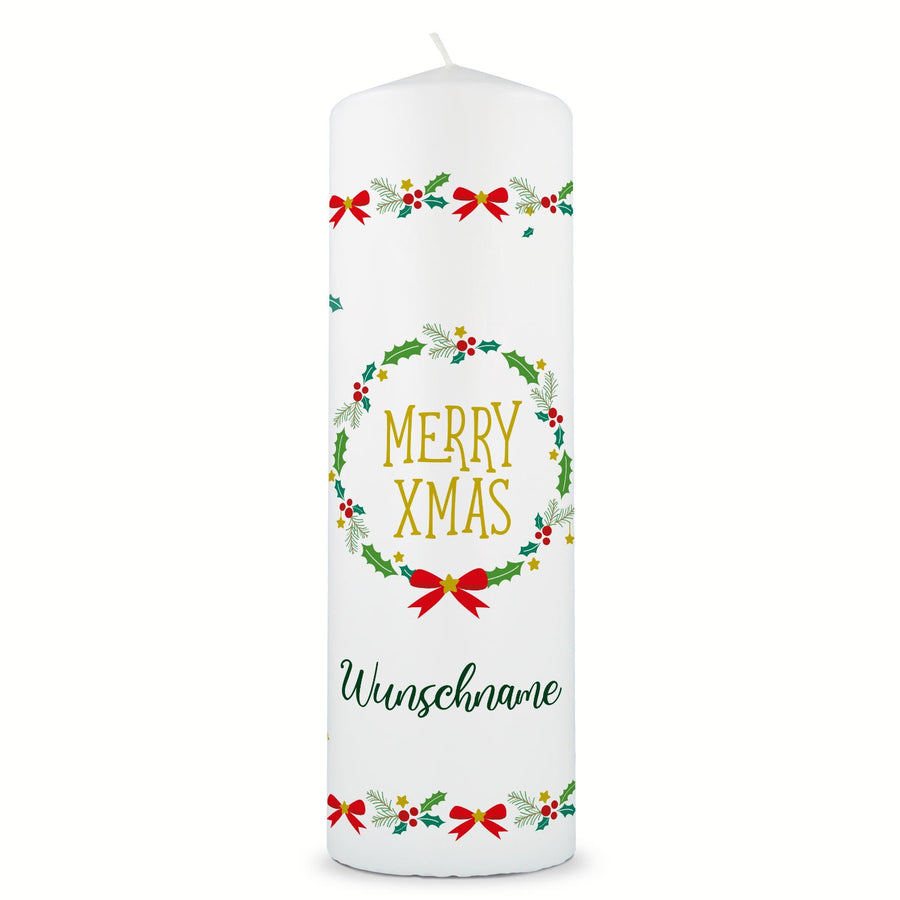 Personalisierte Weihnachtskerze Classic Merry XMas mit Name