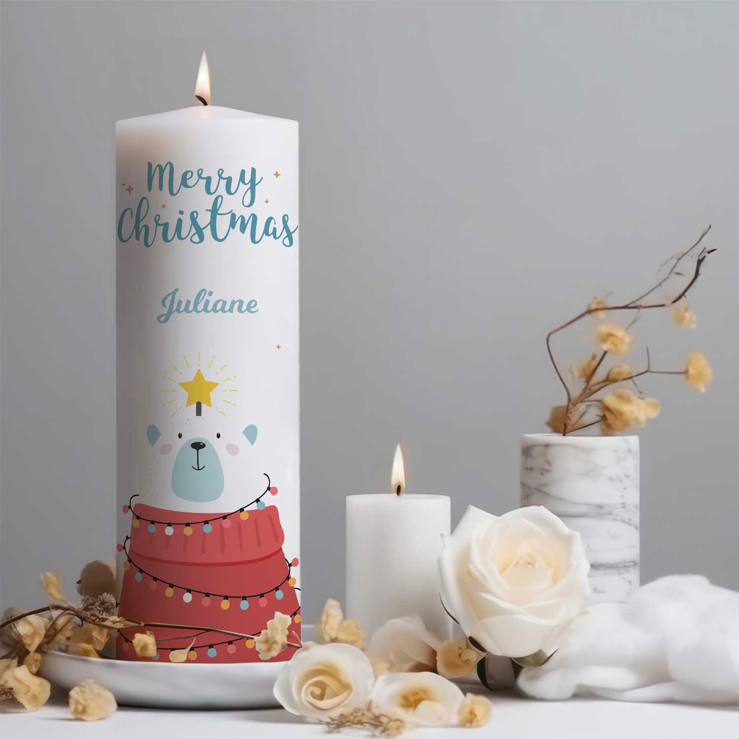 Weihnachtskerze „Eisbär“ – schlichte Produktansicht ohne Dekoration