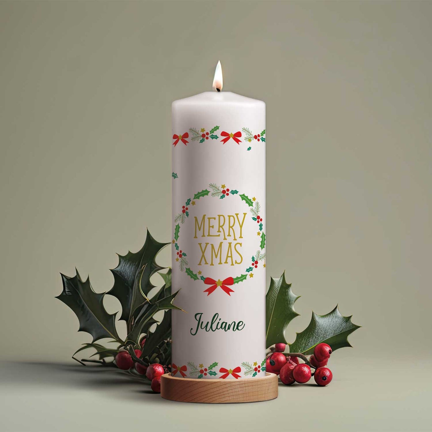 Personalisierte Weihnachtskerze „Classic Merry XMas“ – mit Name