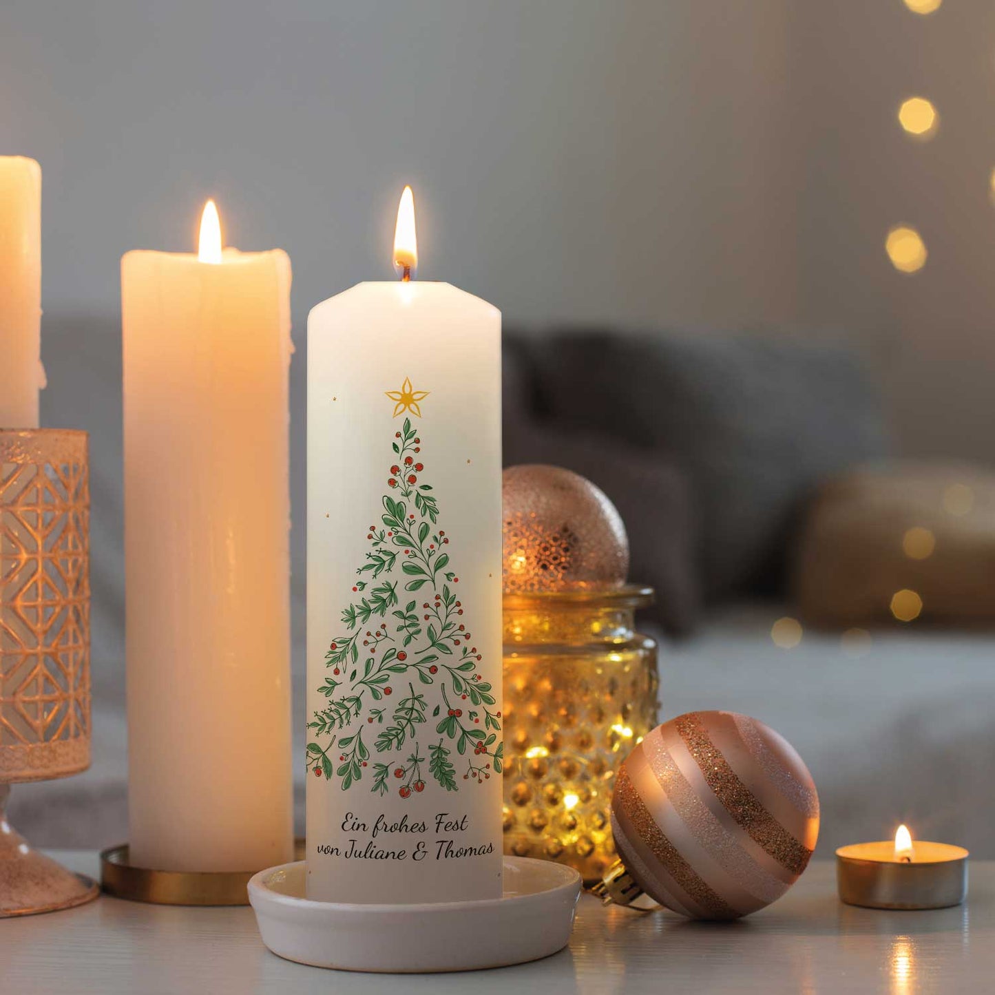 Personalisierte Weihnachtskerze „Tannenbaum“ – Name & Wunschtext