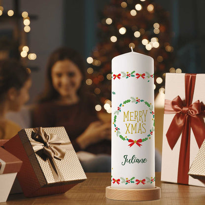 Personalisierte Weihnachtskerze „Classic Merry XMas“ – mit Name