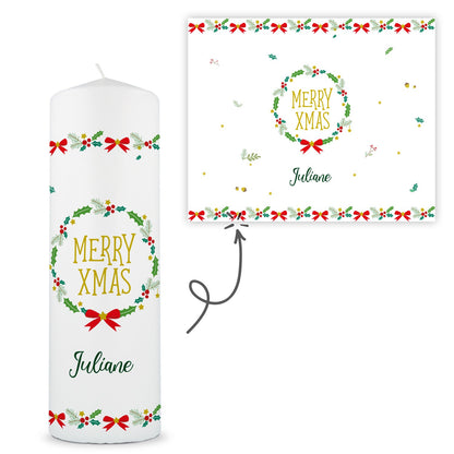 Personalisierte Weihnachtskerze „Classic Merry XMas“ – mit Name