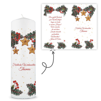 Personalisierte Weihnachtskerze „Christmas Stars“ – Name & Wunschtext
